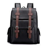 Black Large-Capacity PU Leather Backpack - Stylish Business & Travel Companion