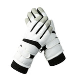 Women's White-black Color Combination Top-Rated Waterproof Touchscreen Ski Gloves - Fleece-Lined for Men & Women