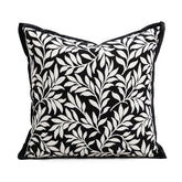 45*45cm Leaves Triangle Elegant Two-Piece INS-Style Jacquard Pillow Covers - Black & White Sofa Decor