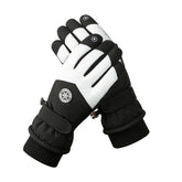 Women's Black-white Color Combination Top-Rated Waterproof Touchscreen Ski Gloves - Fleece-Lined for Men & Women