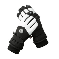Women's Black-white Color Combination Top-Rated Waterproof Touchscreen Ski Gloves - Fleece-Lined for Men & Women