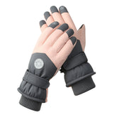 Women's Dark Grey-pink Color Combination Top-Rated Waterproof Touchscreen Ski Gloves - Fleece-Lined for Men & Women