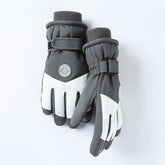Women's Light Grey-white Color Combination Top-Rated Waterproof Touchscreen Ski Gloves - Fleece-Lined for Men & Women