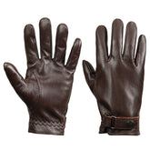 S Dark Brown Premium Men's Genuine Sheepskin Leather Driving & Cycling Gloves