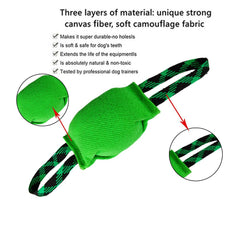 Green Durable Dog Tug Toy with 2 Handles - Interactive Bite Pillow for Training & Tug of War