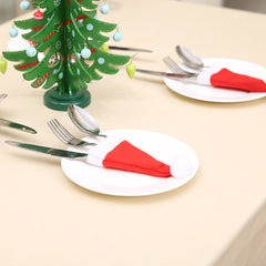 Mini Santa Hat Cutlery Holders (100-Pack) - Festive Christmas Wine Bottle Toppers & Table Decorations