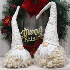 Off White Charming Handcrafted Christmas Gnome - Nordic Tomte Plush Figurine for Holiday Decor(11*11*36cm)