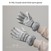 Light Gray Elegant Women's Thermal Winter Gloves - Waterproof & Windproof Touchscreen Gloves with Faux Fur Cuff