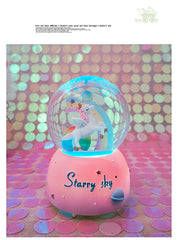 Enchanting Unicorn Snow Globe Music Box - Magical Starry Sky Musical Gift for Girls