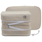 Beige Durable Double-Zipper Expandable Water-Resistant Thick and Thin Clothing Storage Bag - Size 40*30*15CM