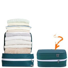 Beige Durable Double-Zipper Expandable Water-Resistant Thick and Thin Clothing Storage Bag - Size 40*30*15CM