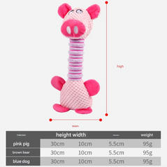 2-Piece Pink Long Neck Plush Dog Toy - Interactive Chew & Cuddle Toy for Puppies