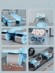 Black Six-Elbow Four-Wheel Automatic Rebound Abdominal Wheel - Home Fitness Equipment for Toning Abs and Building Core Strength