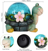 Crystal Ball Turtle Charming Solar-Powered Animal Garden Statue - Waterproof Resin Figurine with Glowing LED Accents