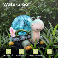 Cactus turtle Charming Solar-Powered Animal Garden Statue - Waterproof Resin Figurine with Glowing LED Accents