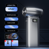 Silver Portable High-Speed Turbo Fan & Air Duster - 130,000 RPM Brushless Motor, Rechargeable Blower