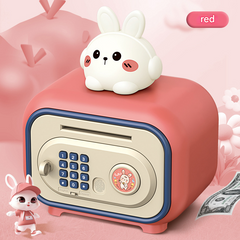 Red Electronic Piggy Bank Safe for Kids - Automatic Rolling Money Box with PIN & Fingerprint Lock