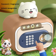 Red Electronic Piggy Bank Safe for Kids - Automatic Rolling Money Box with PIN & Fingerprint Lock