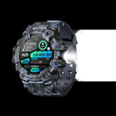 Rugged Outdoor Sport Smartwatch - HD Display, Compass, Flashlight, 100+ Sports Modes, Health Monitoring & Bluetooth Calls(Camouflage blue)
