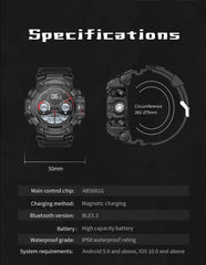 Rugged Outdoor Sport Smartwatch - HD Display, Compass, Flashlight, 100+ Sports Modes, Health Monitoring & Bluetooth Calls(Illusion blue)