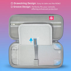 Portable Hard Shell Travel Case for Nintendo Switch/Switch Lite/OLED - Game Card Slots & Accessory Pocket(Gradient pink and green)
