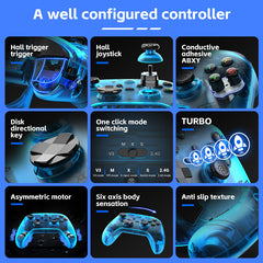 G6 Pro Wireless Gaming Controller - Hall Joysticks & Triggers, Multi-Platform, Six-Axis Gyro, Turbo & Macro(grey)