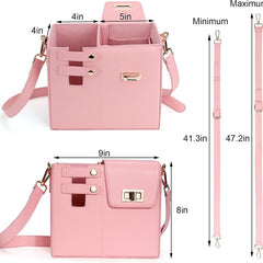 Chic PU Leather Crossbody Bag with Tumbler Holder - Multi-Compartment, Adjustable Strap,Does not include thermos cup(pink)