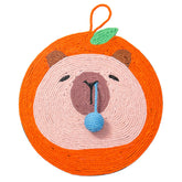 Fruit-Themed Capybara Cat Scratching Pad - Sisal Rope, EVA Non-Slip Backing, Hanging or Floor Use(orange)
