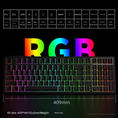Tri-Mode RGB Mechanical Gaming Keyboard - 102-Key, Hot-Swappable, 4000mAh Battery, 5-Layer Sound Dampening(Sky blue on white)