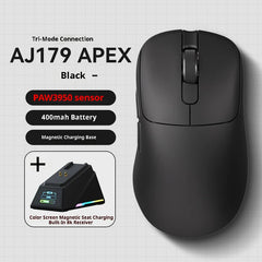 Tri-Mode Wireless Gaming Mouse with 8000Hz Polling Rate, PAW3950 Sensor & Magnetic Charging Dock(black)