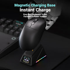 Tri-Mode Wireless Gaming Mouse with 8000Hz Polling Rate, PAW3950 Sensor & Magnetic Charging Dock(White)