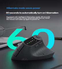 Ergonomic Vertical Mouse - 2.4G/Bluetooth Multi-Mode, LED Display, 57-Degree Angle, & 400mAh Battery(Beige)