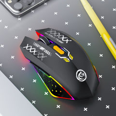 Ergonomic Dual-Mode Wireless Gaming Mouse - Mute Buttons, Adjustable DPI, Rechargeable, Multi-Assist Keys(black)