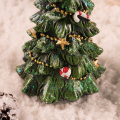Miniature Decorated Christmas Tree Tabletop Ornament - Holiday Village Display Decoration(green)