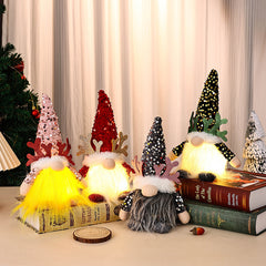 Light-Up Christmas Gnome Plush Doll with Sequin Hat & Antlers - Festive LED Tabletop Decoration(red)
