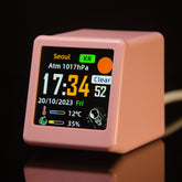 2pc Mini Smart Wi-Fi Weather Station Clock - Desktop Digital Clock with HD IPS Screen, Customizable GIF Display & 3-Day Forecast(Pink)