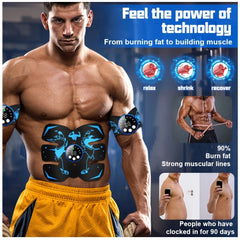 Black and Blue Ultimate EMS Muscle Stimulator Kit - USB Rechargeable Abdominal & Full Body Toner for Abs, Arms, and Glutes