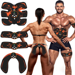 Black and Orange Ultimate EMS Muscle Stimulator Kit - USB Rechargeable Abdominal & Full Body Toner for Abs, Arms, and Glutes