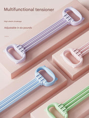 Green Adjustable Resistance Chest Expander with 6 Levels - Cute Cat Ear Puller for Full Body Workout