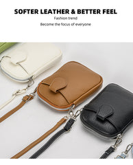 Black Chic Crossbody Phone Bag - Womens PU Leather Mini Shoulder Purse with Adjustable Strap