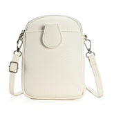 White Chic Crossbody Phone Bag - Womens PU Leather Mini Shoulder Purse with Adjustable Strap