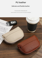 3 Pcs Beige Elegant Faux Leather Coin Purse - Mini Zipper Pouch & Compact Card Holder Wallet