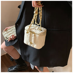 Beige Chic Quilted Mini Box Crossbody Bag - Luxury Style Chain Purse for Women