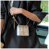 Silver Chic Quilted Mini Box Crossbody Bag - Luxury Style Chain Purse for Women