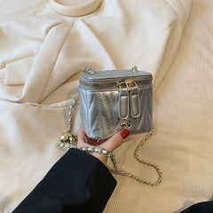 Silver Chic Quilted Mini Box Crossbody Bag - Luxury Style Chain Purse for Women