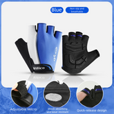 Size XL Blue Padded Half-Finger Cycling Gloves - Breathable Shock-Absorbing Workout Gloves for Gym & Fitness