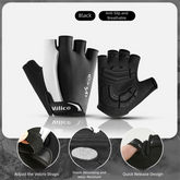 Size L Black Padded Half-Finger Cycling Gloves - Breathable Shock-Absorbing Workout Gloves for Gym & Fitness