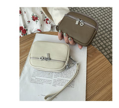 Black Women's Mini Genuine Leather Coin Purse Double Zipper Organiser Multi-function Wristlet Wallet