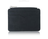 2 Pcs Black Men's Slim Frosted PU Leather Card Holder Wallet with Zip Coin Pocket Multi-Card ID Case