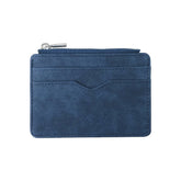 2 Pcs Blue Men's Slim Frosted PU Leather Card Holder Wallet with Zip Coin Pocket Multi-Card ID Case